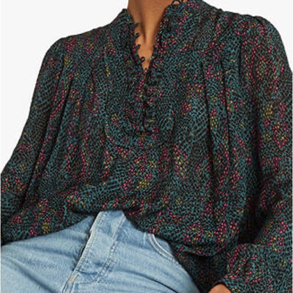 Reiss Gloria Snakeskin Print Long Sleeve Blouse Size 6 - Picture 2 of 10